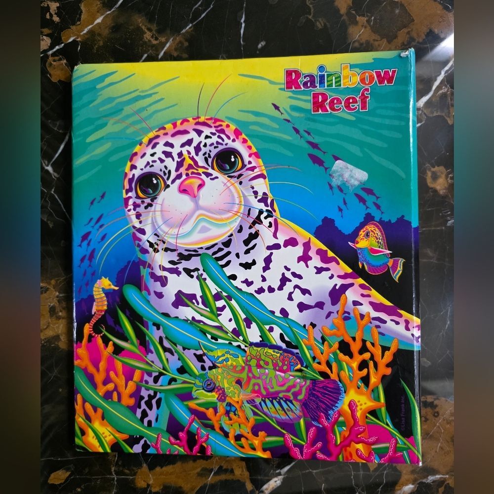 Vintage LISA FRANK Seal Rainbow Reef 3-Ring Binder Portfolio 2.5'